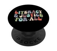 Literacy and Justice For All Stop Book Banning Librarian PopSockets Adhesive PopGrip