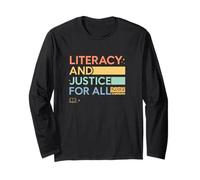 Literacy and Justice for All Teacher Librarian Graphic Long Sleeve T-Shirt