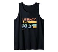 Literacy and Justice for All Teacher Librarian Graphic Tank Top