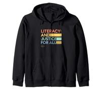 Literacy And Justice For All Teacher Librarian Graphic Zip Hoodie