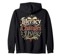 Literacy Changes Lives Reading Book Lover Design Zip Hoodie