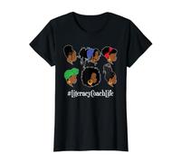 Literacy Coach Lifestyle Black Educator Reading Specialist Value Graphic T-Shirt, Women, Black, XL