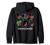 Literacy Coach Lifestyle Black Educator Reading Specialist Zip Hoodie