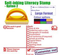 Literacy Marking Checklist and Feedback Teacher Self-Inking Stamp - Key Stage 2&3. Large Size 60x110mm (Red-Option2)