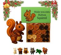 Literalous DIY Button Animal Ornaments, Animal Theme Fun Christmas Button Christmas Tree Ornament Kit, Including Turtle Owl Rabbit Cow Raccoon Squirrel (#A)