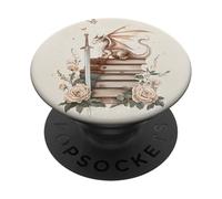 Literary Book Dragon Fantasy Reader Romantasy Read Bookish PopSockets Adhesive PopGrip