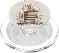 Literary Book Dragon Fantasy Reader Romantasy Read Bookish PopSockets PopGrip for MagSafe