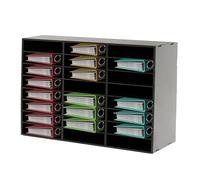 Literature Organizer, 24 Compartment Office Mailbox with Adjustable Shelves, Desktop File Mail Sorter, Office Home Classroom Storage for Books, Magazines, Files, Brochure (Black)