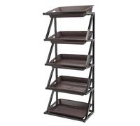 Literature Organizer 5 Tier Commercial Supermarket Fruit Vegetable Shelf Organizer Retail Display Rack Marke Retail Basket Rack for Kitchen (Brown Single Row)