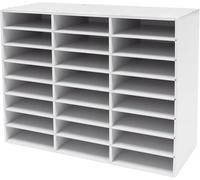 Literature Organizer,PVC Mail Organizer,Removable Partition Office Mailbox,Countertop Letter Sorter with Anti-Slip Pads,Desktop File Sorter for Schools Offices (24 Compartments,white,132lbs capacity)
