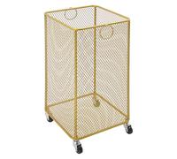 Literature Organizer Rolling Laundry Basket Cart Metal Laundry Hamper Storage Organizer Hamper for Living Room Bathroom Closet (Gold Rectangular)