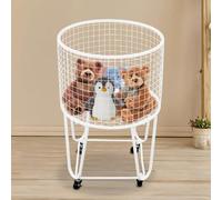 Literature Organizer Rolling Laundry Basket Cart Metal Laundry Hamper Storage Organizer Hamper for Living Room Bathroom Closet (Gold Rectangular)