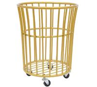 Literature Organizer Rolling Laundry Basket Cart Metal Laundry Hamper Storage Organizer Hamper for Living Room Bathroom Closet (Gold Rectangular)