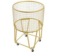 Literature Organizer Rolling Laundry Basket Cart Metal Laundry Hamper Storage Organizer Hamper for Living Room Bathroom Closet (Gold Rectangular)