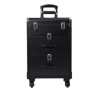 Literature Organizer Rolling Makeup Case Large Cosmetic Makeup Traveling Case Makeup Trolley Cosmetics Storage Organizer Make up Case (Black)