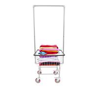Literature Organizer Steel Wire Laundry Cart Rolling Laundry Hamper with Storage Basket (2 Brakes) for Laundry Room Mobile Laundry Hamper Organizer