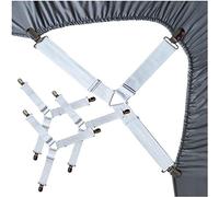 LiteTour Bed Sheet Holder Straps - Elastic Adjustable Bed Sheet Fasteners, 4PCS Triangle Fitted Sheet Keepers for Mattress, Wrinkle-Free Bed Sheet Suspenders for Fitted Sheets, Secure Hold -White