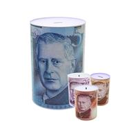 Litetron 1pc 10x15cm Money Tin Box £5 £10 £20 £50 Pound Note Saving Cash Piggy Bank, Cash Coin, Tinplate, Savings Tin for Kids Gift to Save Birthday Money, Holiday and Christmas Fund (Small)