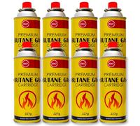 LITETRON 8 Pack Butane Gas Canisters - High-Efficiency, Leak-Proof, Ideal for Camping Stoves, Heaters and Portable Cookers - UK's Safe & Reliable Camping Gas Canisters- 227g Each Canister