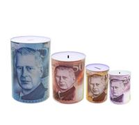 Litetron Money Tin Box £5 £10 £20 £50 Pound Note Saving Cash Piggy Bank, Cash Coin, Tinplate, Savings Tin for Kids Gift to Save Birthday Money, Holiday and Christmas Fund (Set of)