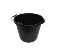 LITETRON Pack of 1 Builders Bucket, Black Plastic, 14L/3 Gallons, Heavy Duty Construction, Sturdy, Feed, Water, Garden Multipurpose (1)