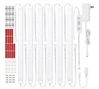 Litever Under Cabinet Lights Plug in, 6 pcs 12 Inches LED Light Strip Bars. Super Bright Dimmable Linkable for Kitchen Counter Above Cabinets Shelf Workbench Desk Closet Lighting. Daylight 5000K