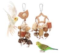 Litewoo 2PCS Natural Bird Foraging Parrot Shredding Toys Hanging Wood Conure Chewing Toys Bird Cage Accessories for Budgie Lovebird Cockatiel Conure Other Small and Medium Size Birds