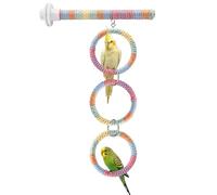 Litewoo 3-Ring Bird Swing Parrot Perch Toys Colorful Circular Cotton Rope Bird Chew Perch Hanging Parakeet Swing Climbing Toy for Parrot Lovebird Budgie Finch Parakeet Conure Cockatiel