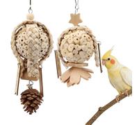 Litewoo Bird Foraging Shredding Hanging Toys 2PCS Natural Soft Sola Balls Beak Conure Chewing Toys Cage Accessories for Budgie Lovebird Cockatiel Conure Parrot Other Small and Medium Size Birds