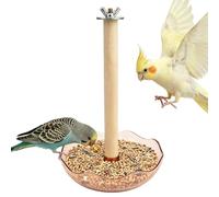 Litewoo Bird Perch Feeder Parrot Feeding Bowl Platform Stand Toy for Cage | Natural wood & plastic, space-saving hanging design, smooth edges protect bird feet, for small-medium parrots/parakeet/budgie