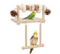 Litewoo Bird Perch Wooden Platform Bird Swing Chew Toys Play Gyms Exercise Stands Hanging Parrot Swinging Perches Conure Cage Accessories for Parrot Parakeet Conure Lovebirds Budgie (Single Sola Ball)