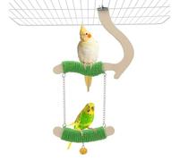 Litewoo Bird Swing Toys Wood Bird Perch Stand Hanging Parrots Swing Chewing Toy Cage Accessories for Budgies Parakeets Cockatiels Conures Lovebirds Finches (S)