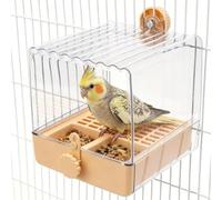 Litewoo Hanging Bird Bath Feeder for Cage 3 in 1 Multifunction Parrot Bath/Bowl/House Parakeet Shower Cage Accessory for Lovebird Budgie Conure Cockatiel Other Small and Medium Size Bird (Orange)