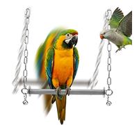 Litewoo Stainless Steel Bird Swing Hanging Heavy Large Parrot Grinding Claws Trimming Beak Swing Stand Toy with Bell Bird Perch Cage Accessories for Cockatiel African Grey Parrots Cockatoo Macaw