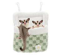 Litewoo Sugar Glider Sleeping Pouch Winter Warm Plush Hamster Sleeping Bag Bed Hideout Hanging Nest Bed for Small Animal Sugar Glider Rat Hamster Squirrel Chipmunk Hedgehog (Green)