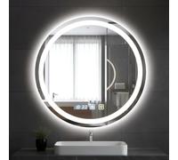 Litglobe Bathroom Mirror with LED Lights 60 × 60 cm,Illuminated Bathroom Mirror with Anti-fog,Wall Mounted Vanity Mirror with Touch Switch,LED Bathroo Mirrors with 3 Color Dimmable,Memory Function