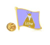 Lithe Moth Phengophil Winged Insect Golden Metal Flag Lapel Pin Badge