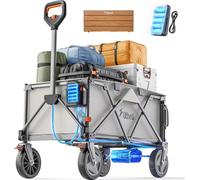 Litheli Collapsible Wagon Cart with Wheels, Foldable, 200L Heavy Duty, 8" All Terrain Wheels, Large Capacity Utility Wagon for Grocery Shopping, Sports, Garden, Camping with Egg Roll Folding Table