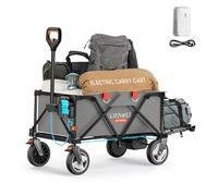 Litheli Electric Trolley, Folding Handcart, with Brakes, 200 L, 60 kg Load Capacity, Folding Handcart Suitable for Camping, Garden, Beach, Shopping (Grey, 1 Battery)