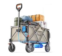 Litheli Electric Wagon Festival Trolley Cart, Variable Speed Pull Along Trolley with 20 cm Off-Road Wheels & 2 Brakes, 200L/60KG Large Capacity Beach Cart for Camping Garden Shopping, without battery