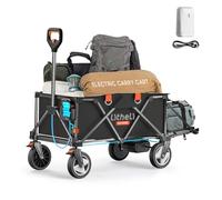 Litheli Electric Wagon Festival Trolley Cart, Variable Speed Pull Along Trolley with 20 cm Off-Road Wheels & 2 Brakes, 200L/60KG Large Capacity Collapsible Beach Cart for Camping Garden Shopping