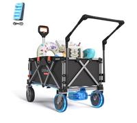 Litheli Festival Trolley on Wheels with 2 Brakes, Push & Pull Beach Trolley Cart with 200 L Capacity, 60 kg Load Capacity, 20 cm Off-Road Tyres for Camping, Beach, Shopping, Black