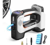 Litheli Tyre Inflator Air Compressor, Cordless Portable Car Tyre Pump 150 PSI with Digital Pressure Gauge, LED Light, Electric Air Pump for Car, Motorcycle, Bicycle, Ball, Incl Rechargeable Battery