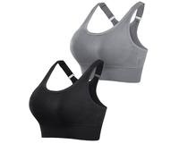Litherday 2 Pack High Impact Sports Bras Women Support Bra Max Control Racer Back Breathable Mesh Gym Tops Adjustable Shock Absorber Running Yoga Gym Tops Black+Grey M