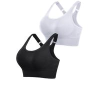 Litherday 2 Pack High Impact Sports Bras Women Support Bra Max Control Racer Back Breathable Mesh Gym Tops Adjustable Shock Absorber Running Yoga Gym Tops Black+White M
