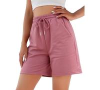 Litherday Bermuda Shorts for Women Ladies Running Sweat Knee Length High Waist Lounge Loose Cotton Training for Gym Fitness Yoga Casual Jogging with Pockets (Rose Pink, XXL)