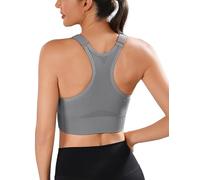 Litherday High Impact Sports Bras Women Support Bra Max Control Racer Back Breathable Mesh Gym Tops Adjustable Shock Absorber Running Yoga Gym Tops Grey M