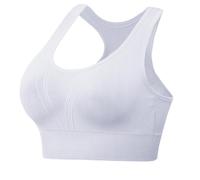 Litherday Sports Bra Women's Push Up Sports Bra Strong Hold Bra Without Underwire Removable Pads Comfort Yoga Crop Tops Vest for Fitness White