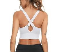 Litherday Sports Bras Women Wire Free Women's Sports Bra High Impact Adjustable Support Bra Crossback Shock Absorber Yoga Gym Tops White M