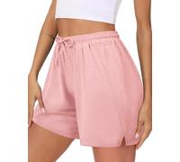 Litherday Women's Running Shorts Gym Cotton Sweat Jogging Sports Workout Cycling Athletic Lounge Bermuda Hiking High Waist with Pockets Orange-Pink